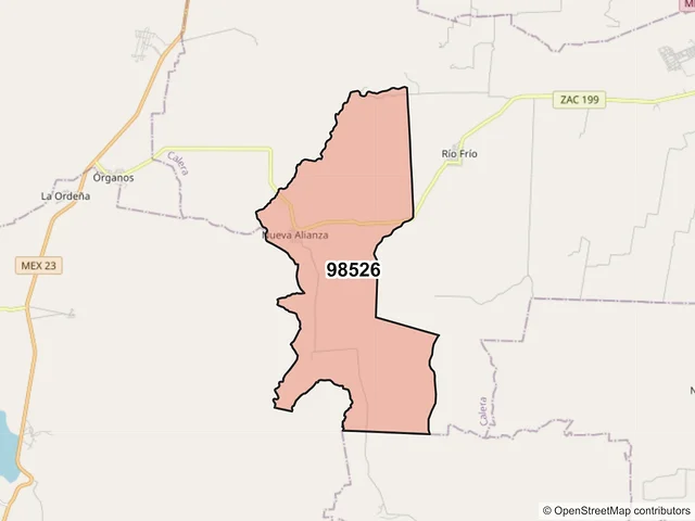 Mapa del código postal 98526, Calera, Zacatecas