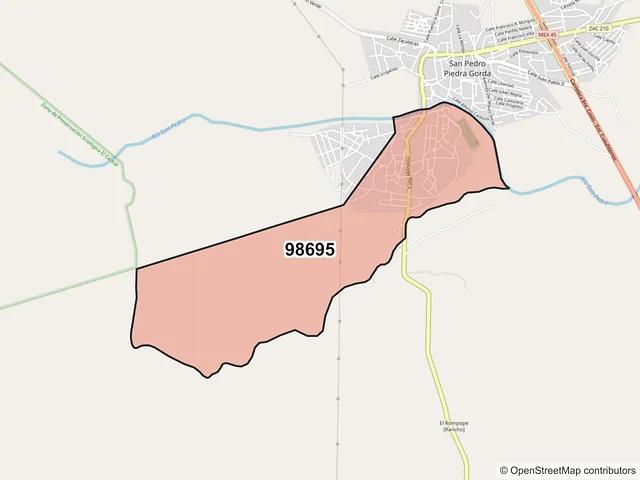 Mapa del código postal 98695, Cuauhtémoc, Zacatecas