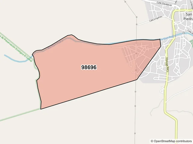 Mapa del código postal 98696, Cuauhtémoc, Zacatecas