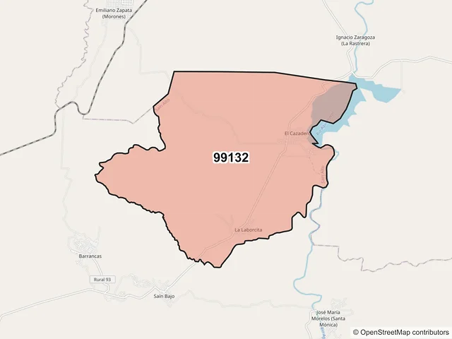 Mapa del código postal 99132, Sain Alto, Zacatecas