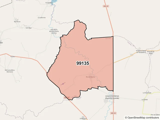 Mapa del código postal 99135, Sain Alto, Zacatecas