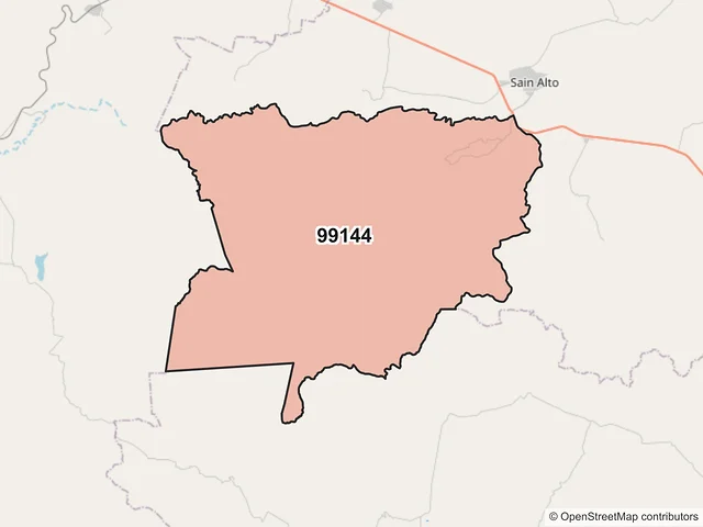 Mapa del código postal 99144, Sain Alto, Zacatecas