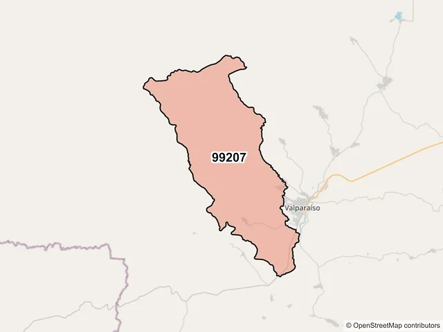 Mapa del código postal 99207, Valparaíso, Zacatecas