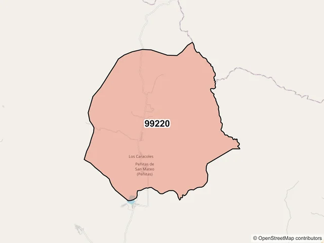 Mapa del código postal 99220, Valparaíso, Zacatecas