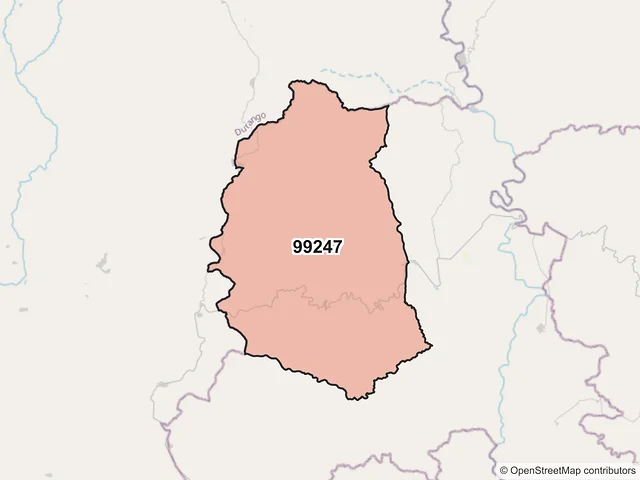 Mapa del código postal 99247, Valparaíso, Zacatecas