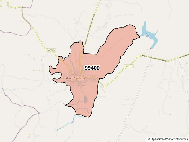Mapa del código postal 99400, Monte Escobedo, Zacatecas
