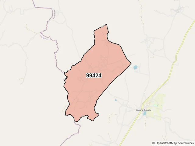 Mapa del código postal 99424, Monte Escobedo, Zacatecas