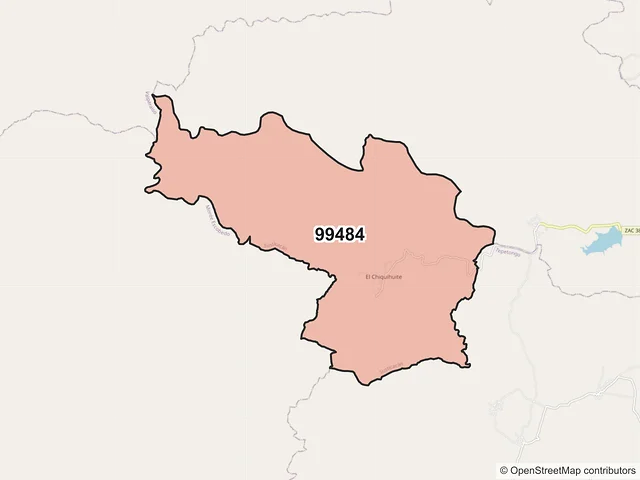 Mapa del código postal 99484, Susticacán, Zacatecas