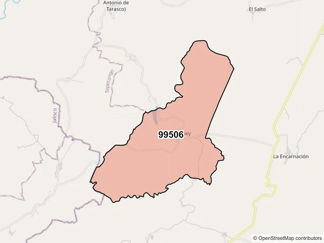Mapa del código postal 99506, Villanueva, Zacatecas
