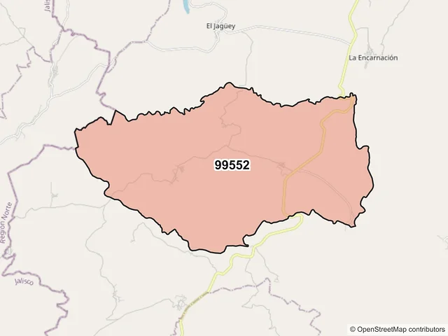 Mapa del código postal 99552, Villanueva, Zacatecas