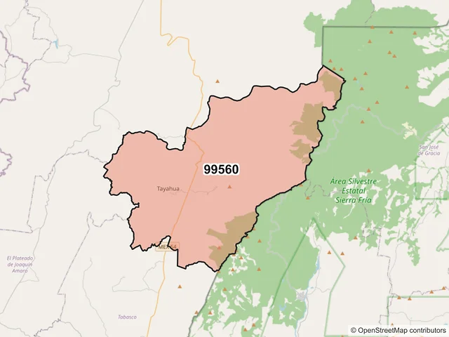 Mapa del código postal 99560, Villanueva, Zacatecas