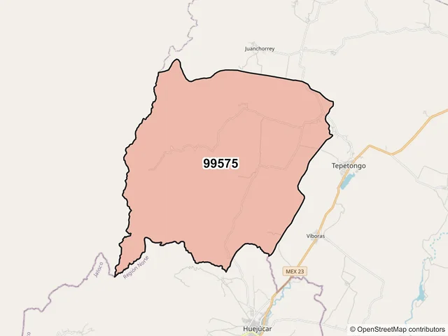 Mapa del código postal 99575, Tepetongo, Zacatecas