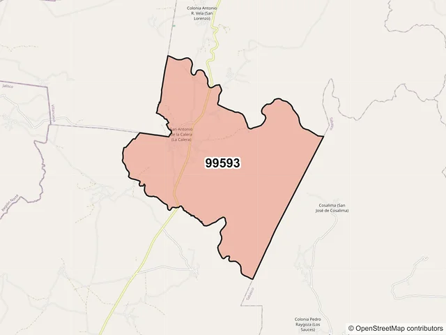 Mapa del código postal 99593, El Plateado de Joaquín Amaro, Zacatecas
