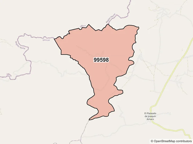Mapa del código postal 99598, El Plateado de Joaquín Amaro, Zacatecas