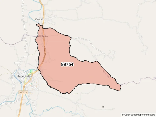 Mapa del código postal 99754, Tepechitlán, Zacatecas