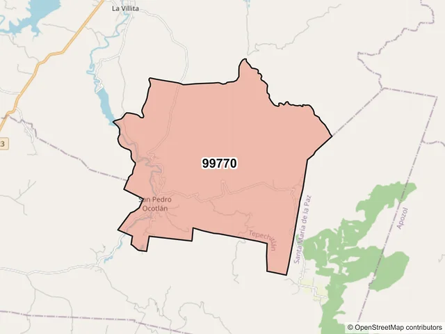 Mapa del código postal 99770, Tepechitlán, Zacatecas
