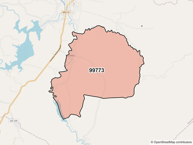 Mapa del código postal 99773, Tepechitlán, Zacatecas