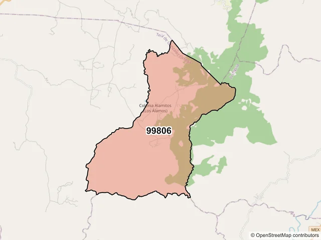 Mapa del código postal 99806, Teúl de González Ortega, Zacatecas