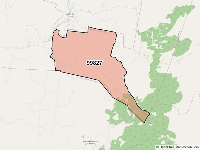 Mapa del código postal 99827, Santa María de la Paz, Zacatecas