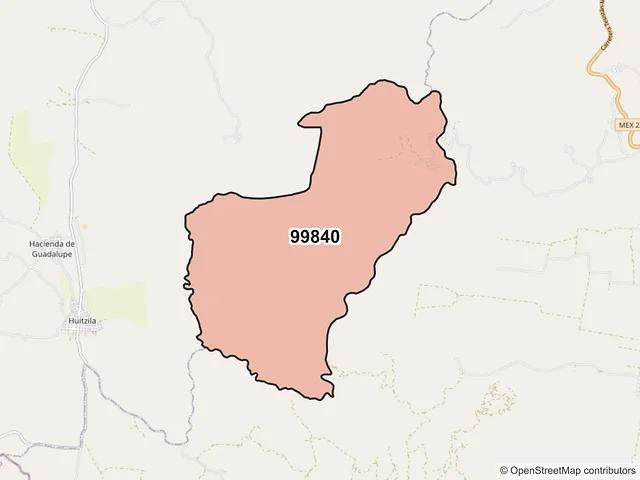 Mapa del código postal 99840, Trinidad García de la Cadena, Zacatecas