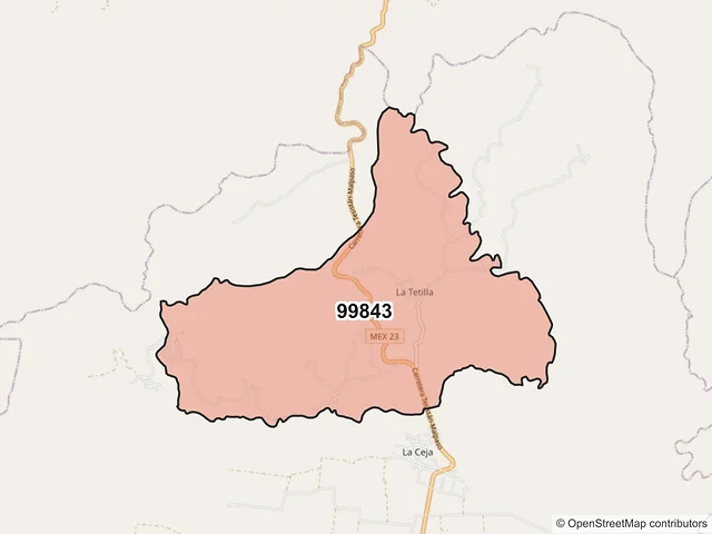 Mapa del código postal 99843, Trinidad García de la Cadena, Zacatecas