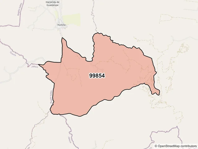 Mapa del código postal 99854, Trinidad García de la Cadena, Zacatecas