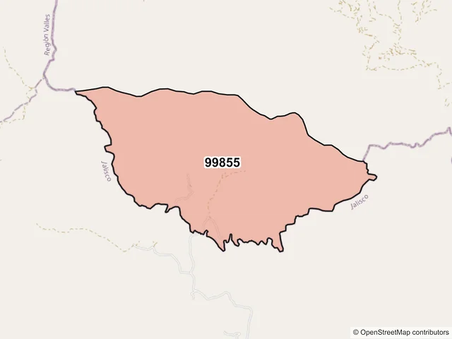 Mapa del código postal 99855, Trinidad García de la Cadena, Zacatecas