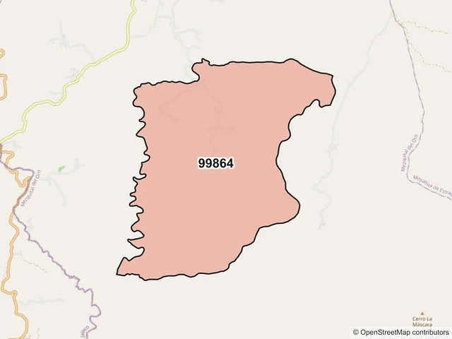 Mapa del código postal 99864, Mezquital del Oro, Zacatecas