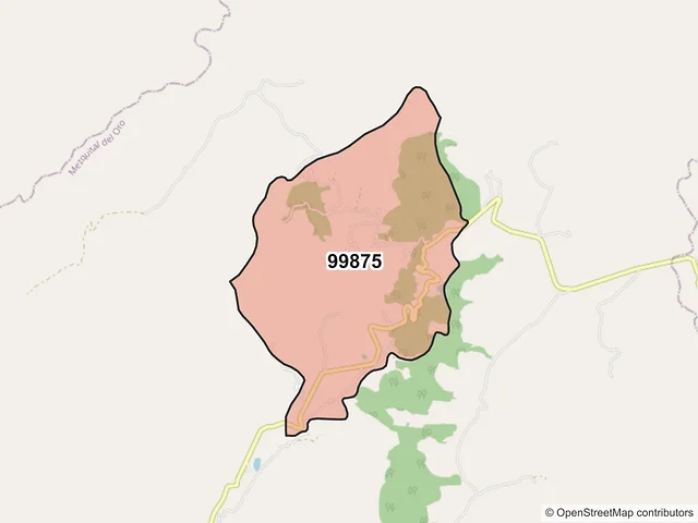 Mapa del código postal 99875, Mezquital del Oro, Zacatecas