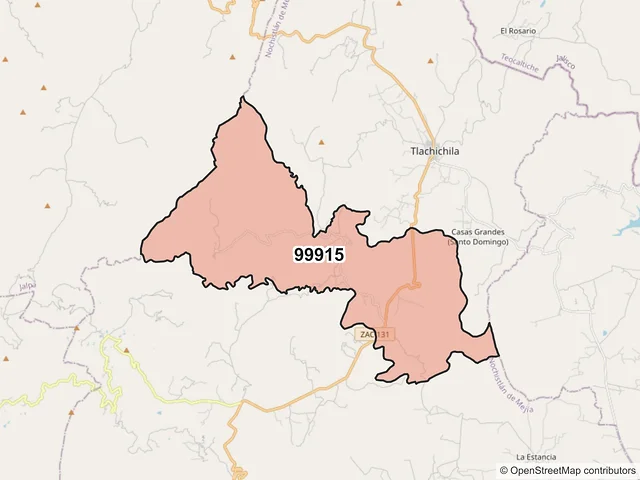 Mapa del código postal 99915, Nochistlán de Mejía, Zacatecas