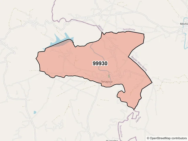 Mapa del código postal 99930, Apulco, Zacatecas