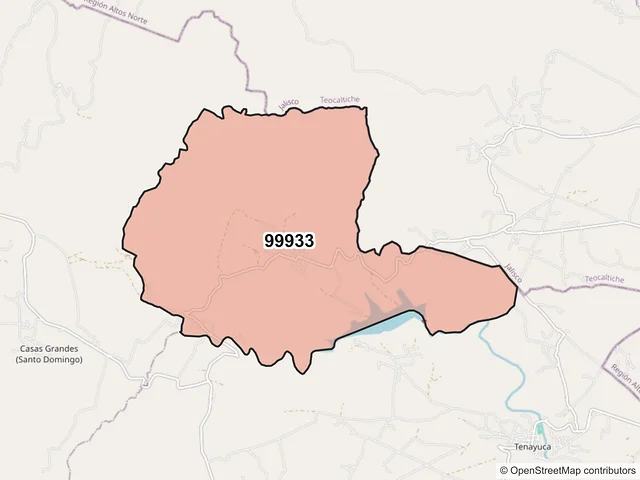 Mapa del código postal 99933, Apulco, Zacatecas
