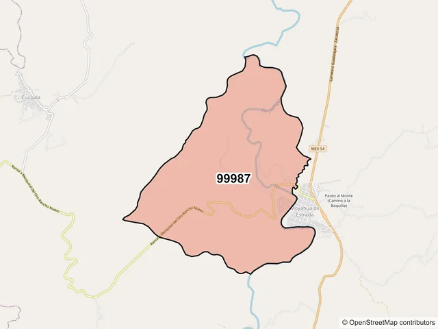 Mapa del código postal 99987, Moyahua de Estrada, Zacatecas