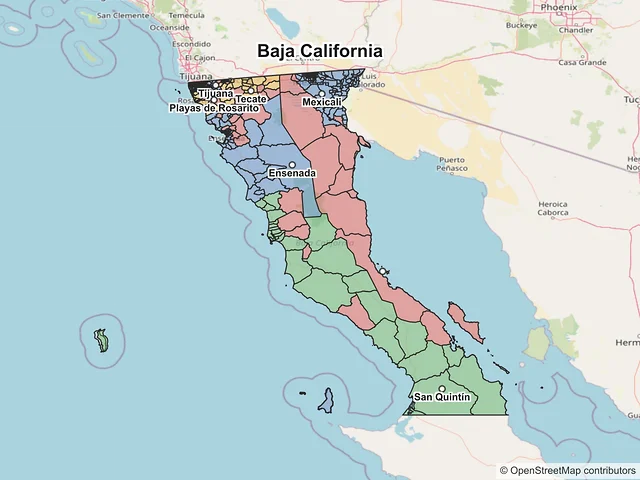 Mapa de códigos postales de Baja California