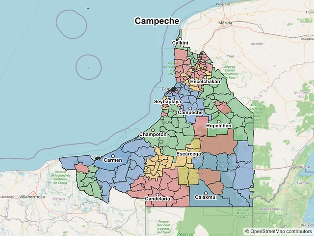 Mapa de códigos postales de Campeche