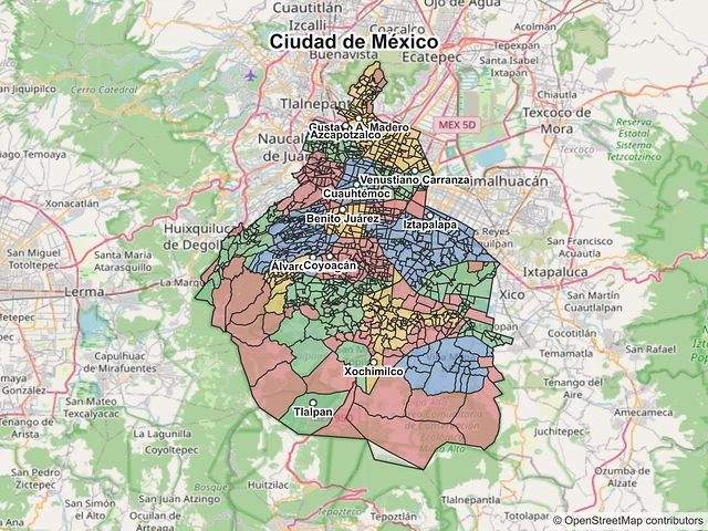 Mapa de códigos postales de Ciudad de México