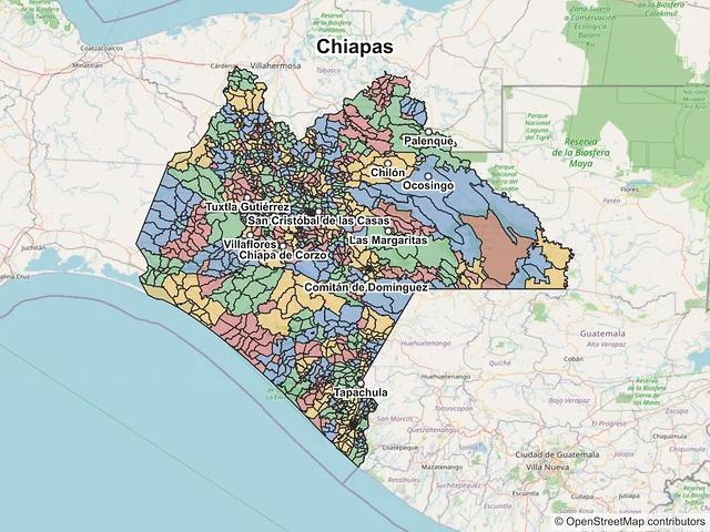 Mapa de códigos postales de Chiapas
