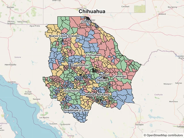 Mapa de códigos postales de Chihuahua