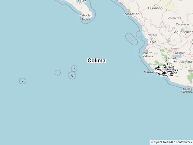 Mapa de códigos postales de Colima