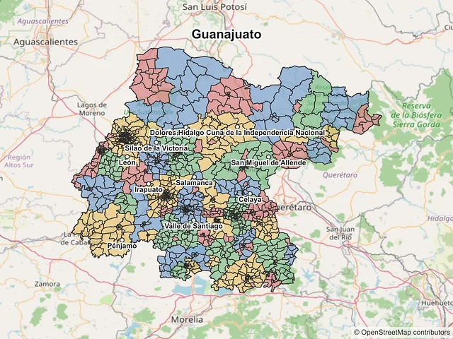 Mapa de códigos postales de Guanajuato