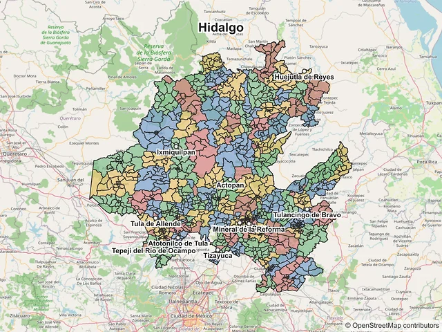 Mapa de códigos postales de Hidalgo