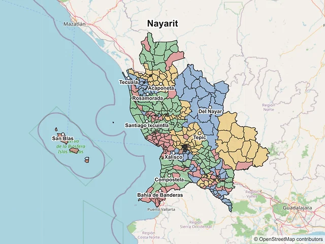 Mapa de códigos postales de Nayarit