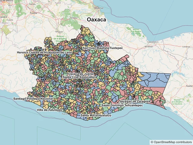 Mapa de códigos postales de Oaxaca