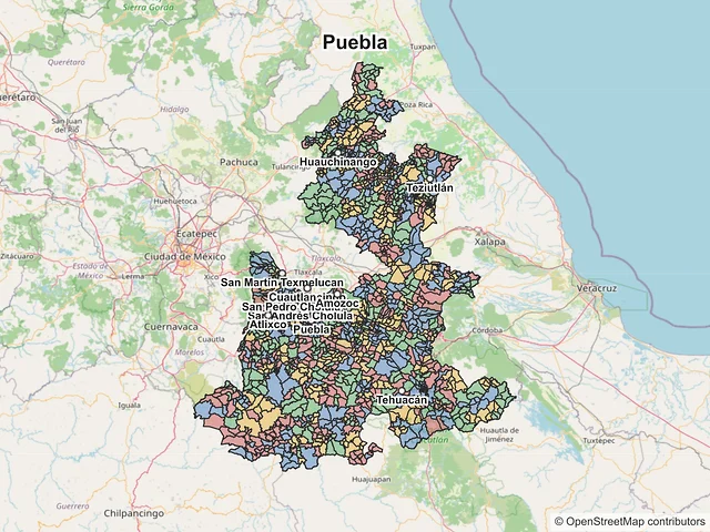 Mapa de códigos postales de Puebla