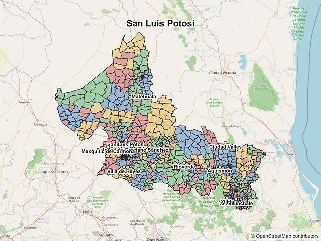 Mapa de códigos postales de San Luis Potosí