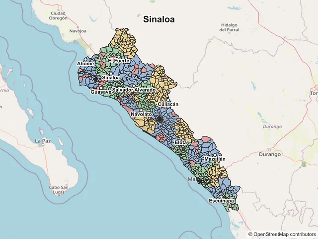 Mapa de códigos postales de Sinaloa
