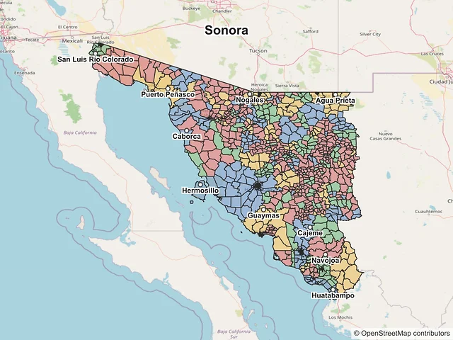 Mapa de códigos postales de Sonora