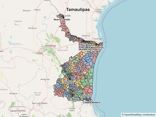 Mapa de códigos postales de Tamaulipas