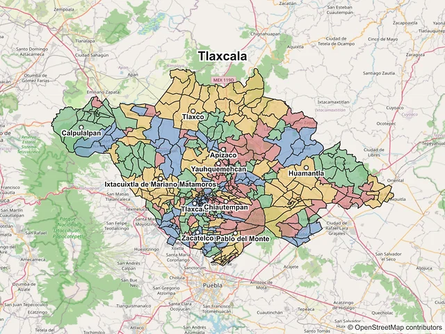 Mapa de códigos postales de Tlaxcala