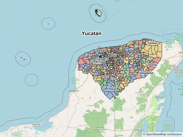 Mapa de códigos postales de Yucatán